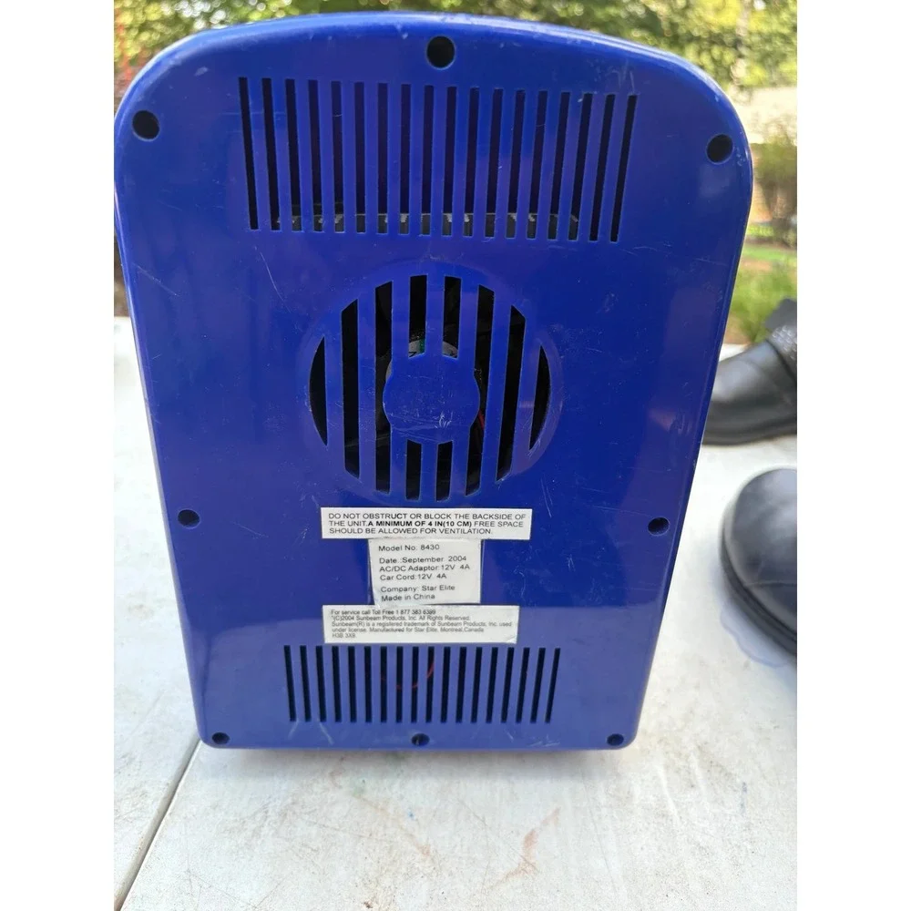 Sunbeam mini-fridge, a compact and portable cooling and warming unit.